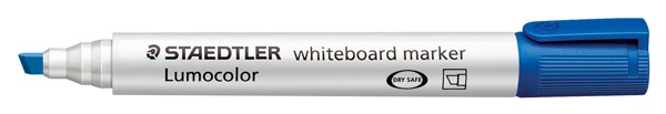 Staedtler 351 Lumocolor Whiteboard Marker Chisel Point Blue 10 per Box