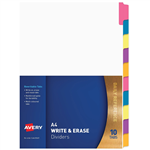Avery Dividers Write and Erase 10 Tabs Brights Multicoloured
