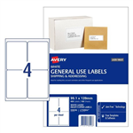 Avery Labels General Use 4Up 991x139mm White 100 Pack