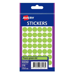 Avery Stickers Dot Fluoro Green 216 Pack