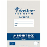 Writer Premium A4 Project Book Interleaved Blank8mm Ruled and Margin 96 Page 10 per Pack
