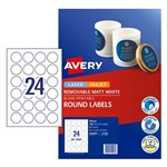 Avery L7129 Laser Label Round 40mm White 8 Pack