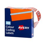 Avery 43272 Side Tab Year 2022 Label 25x38mm Dark Orange 500 roll