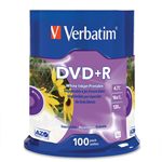 Verbatim DVDR Inkjet Printable White 100 Pack