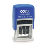 Colop Mini Date Received Self Inking Stamp Black Blue Ink