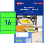 Avery Shipping Label High Visibility Fluoro Green 25 Pack