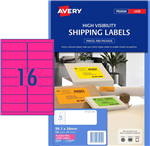 Avery Shipping Label High Visibility Fluoro Pink 25 Pack