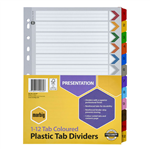 Marbig Dividers 1 to 12 Tab Reinforced A4 Assorted
