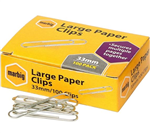 Marbig Paper Clip Large Chrome 33mm 100 Box