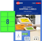 Avery L7165FG Shipping Labels 8UP Fluoro Green 25 Pack