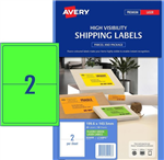 Avery L7168FG Shipping Labels 2UP Fluoro Green 10 Pack