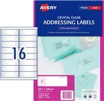 Avery L756225 Laser Labels 16UP Clear 25 Pack