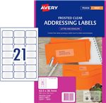 Avery J8560 Inkjet Labels Clear 64x38mm 25 Pack