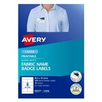 Avery Label Name Badge 8Up Fabric White 15 Pack