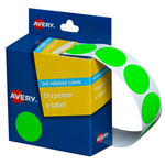 Avery Dispenser Dot Stickers 24mm Fluro Green 350 Pack 5 per Box