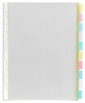 Marbig Divider A4 10 Tab Pocket Coloured Clear