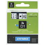 Dymo D1 Label Tape Black on White 12mm x 7m Each