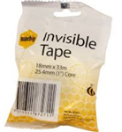 Marbig 87271 Invisible Tape Clear 18mmx33m Roll 8 per Bundle