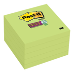 Post It Notes 6545SSLE Super Sticky Solid Cube Neon Green 5 per Pack