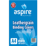 Aspire Leathergrain Cover 280gsm A4 Navy Blue 100 per Pack