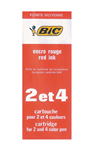 Bic Cartouche Refill for Ballpoint 2 and 4 Pens Medium Red