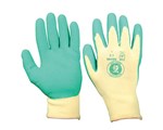 Green Leaf Latex Coated Gloves Pair