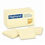 Highland Stick On Notes 76x76mm Yellow 12 Pack